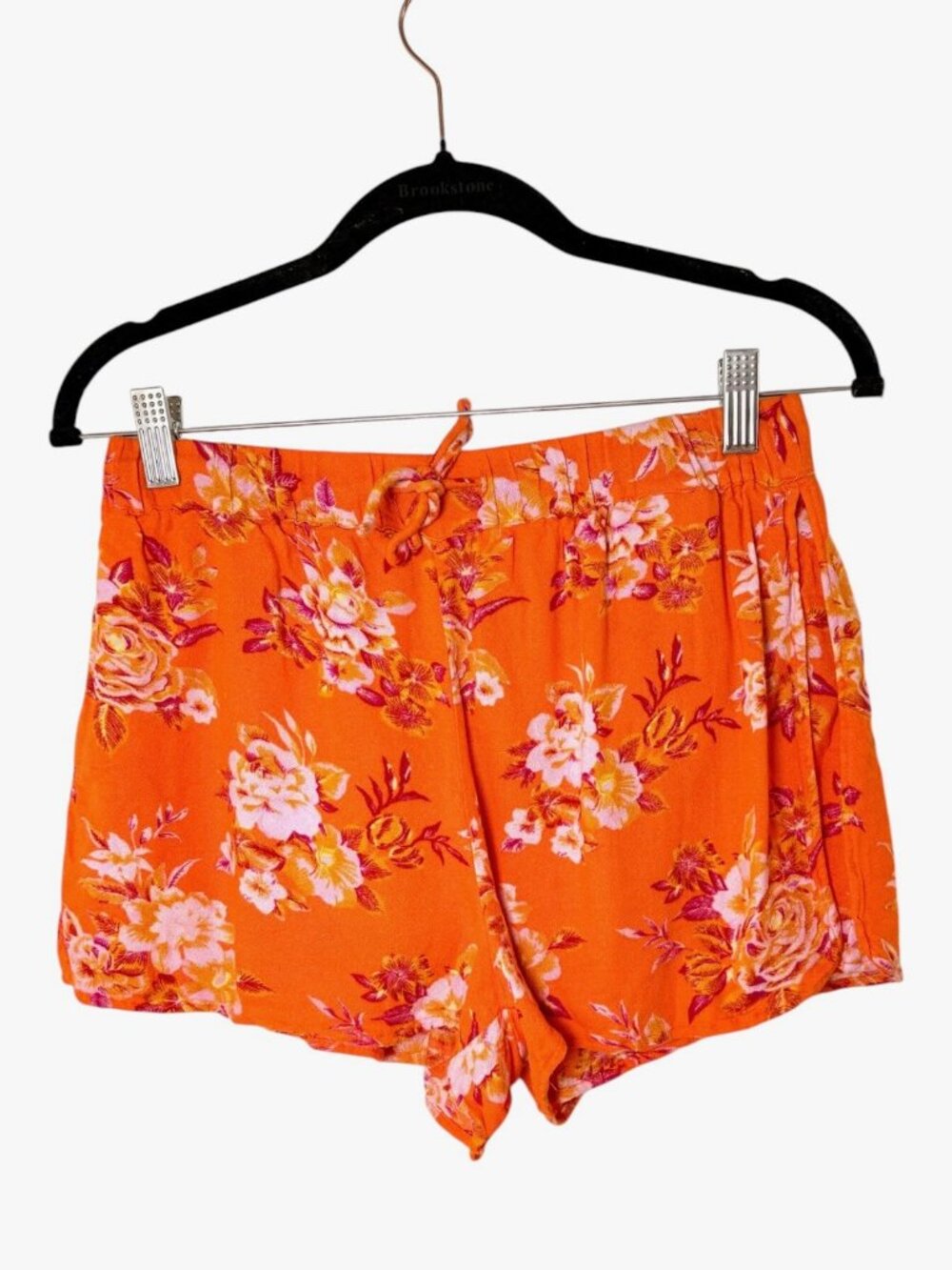 Volcom Orange Floral Wrap Front Flowy Shorts Beach Vacation Size Small
